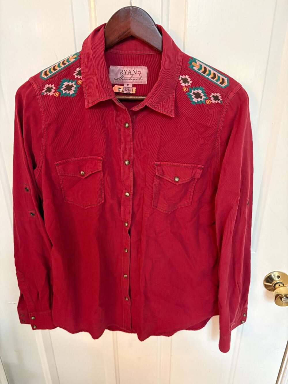 Ryan Michael Women’s "Samantha" Embroidered Western Pearl Snap Shirt